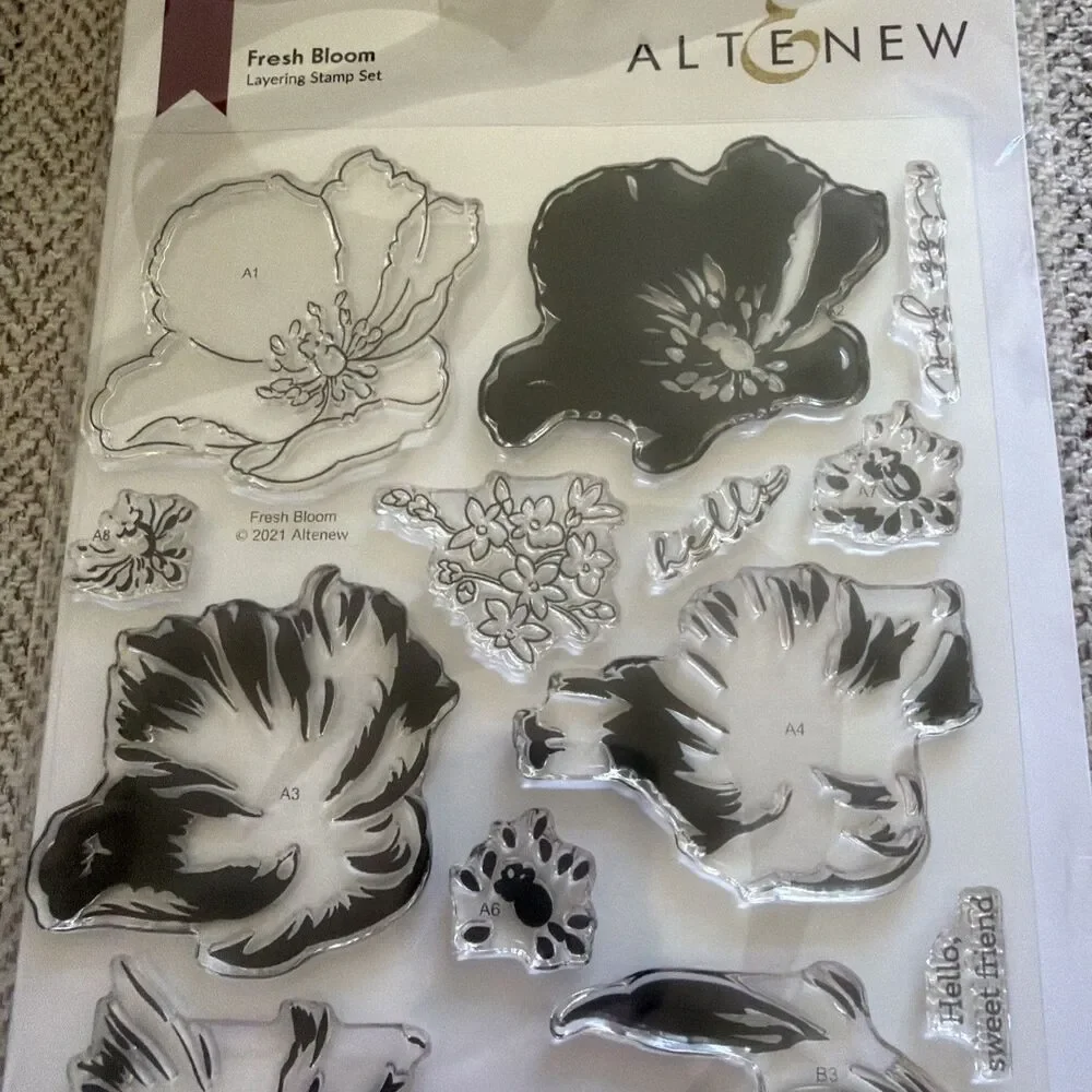 Altenew Fresh Bloom Layering Clear Stamps Flowers floral thank you fauriei poppy